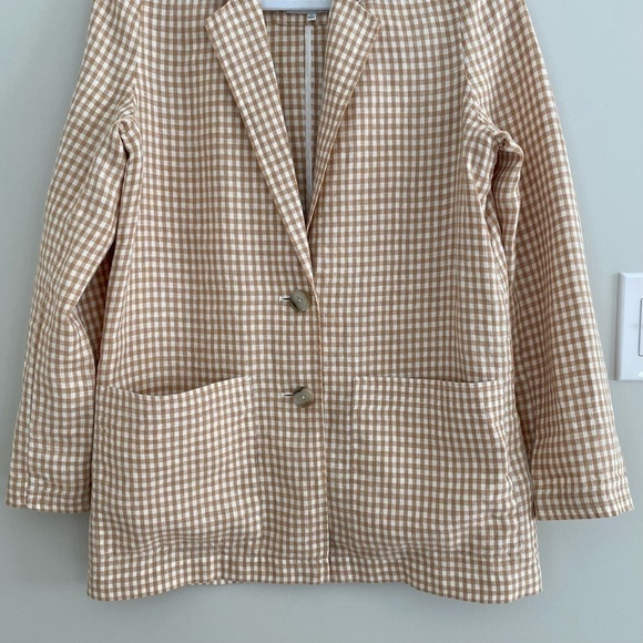 Madewell Linen Dorset Blazer in Gingham Check Plaid size S - Picture 9 of 15